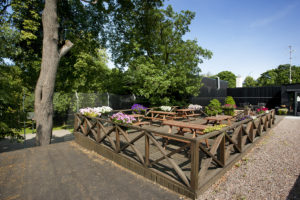 The café’s outdoor terrace